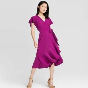 Fuchsia ruffle dress XL